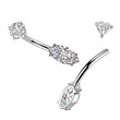 Ocelový piercing do pupíku se zirkony  