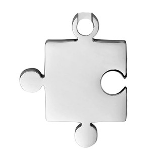 Ocelový přívěšek - destička puzzle levé