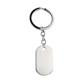 Ocelový přívěšek na klíče - destička s rytinou QR kódu