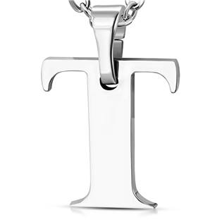 Ocelový přívěšek písmeno - iniciála T