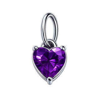 Ocelový přívěsek se zirkonem - srdíčko tmavě fialové