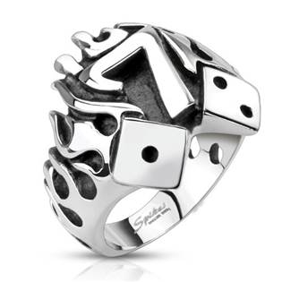 Ocelový prsten - hrací kostky