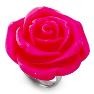 Ocelový prsten - růže tmavě růžová