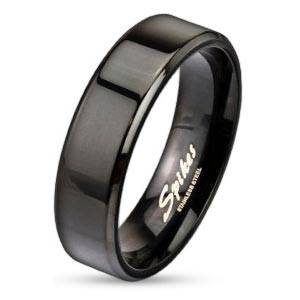 Ocelový prsten černý, š. 6 mm