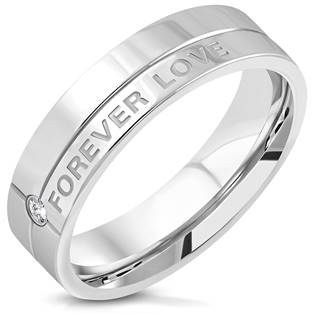 Ocelový prsten LOVE FOREVER, vel. 52