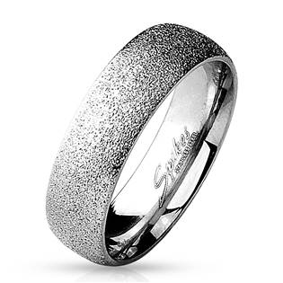Ocelový prsten pískovaný, šíře 6 mm