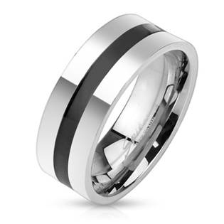 Ocelový prsten s černým pruhem