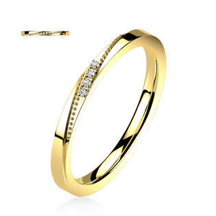 Ocelový prsten s čirými zirkony, vel. 55