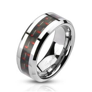 Ocelový prsten s karbonem