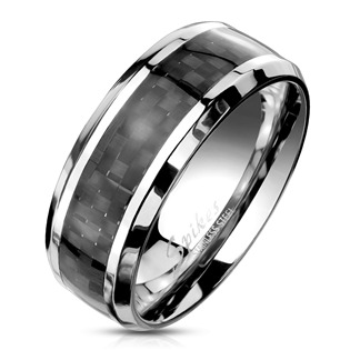 Ocelový prsten s karbonem