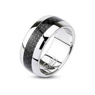 Ocelový prsten s karbonem, šíře 9 mm