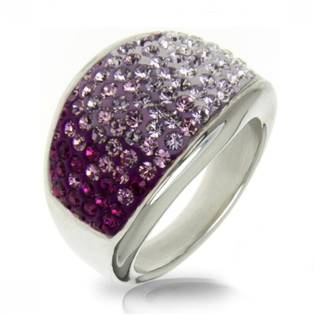 Ocelový prsten s krystaly Crystals from Swarovski®, AMETHYST