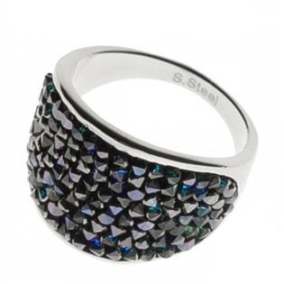 Ocelový prsten s krystaly Crystals from Swarovski®, BERMUDA BLUE