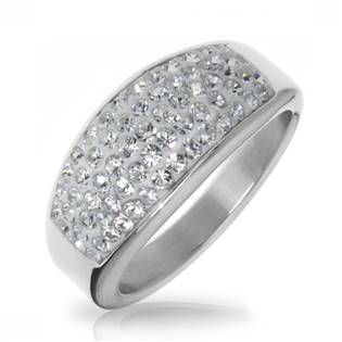 Ocelový prsten s krystaly Crystals from Swarovski® CRYSTAL