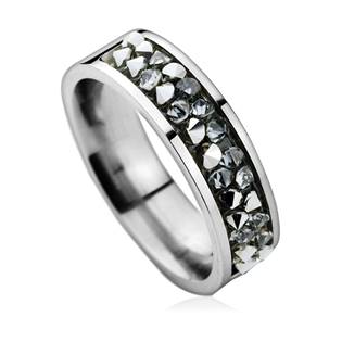 Ocelový prsten s krystaly Crystals from Swarovski®, GREY METALISEÉ