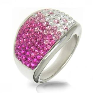Ocelový prsten s krystaly Crystals from Swarovski®, ROSE