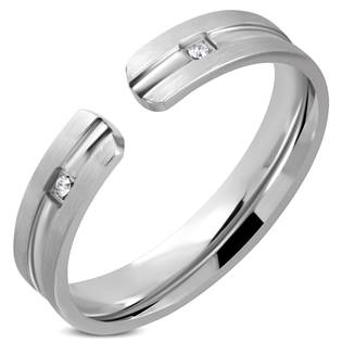 Ocelový prsten se 2ma zirkony