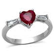 Ocelový prsten s červeným srdíčkem 1