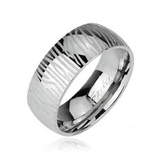 Ocelový prsten zebrovaný, šíře 6 mm