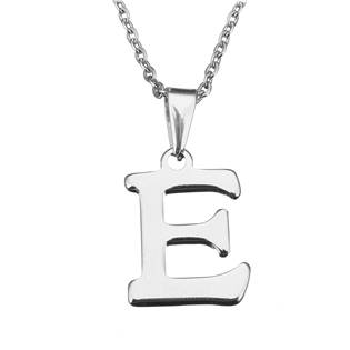 Ocelový řetízek s přívěškem iniciála "E"