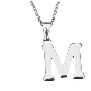 Ocelový řetízek s přívěškem iniciála "M"