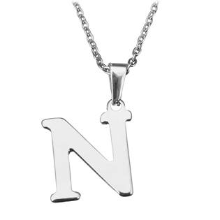 Ocelový řetízek s přívěškem iniciála "N"