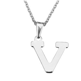 Ocelový řetízek s přívěškem iniciála "V"