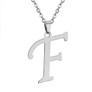 Ocelový řetízek s přívěškem iniciálou F