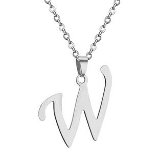 Ocelový řetízek s přívěškem iniciálou W