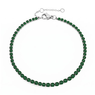 Ocelový štrasový tenisový náramek EMERALD