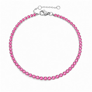 Ocelový štrasový tenisový náramek PINK