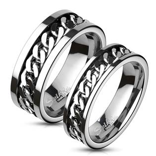 OPR0144 Snubní ocelové prsteny řetěz - pár