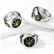 Ocelový prsten list marihuany
