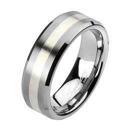 Pánský prsten wolfram + stříbro, šíře 7 mm, vel. 67