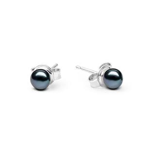 Perlové náušnice – černé přírodní perly 4,5-5 mm