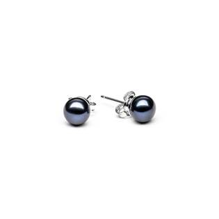 Perlové náušnice – černé přírodní perly 6,5-7 mm