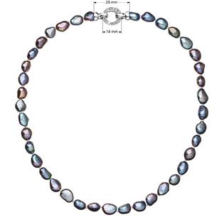 Perlový náhrdelník z pravých říčních perel modrý 