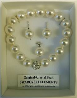 Perlový set náušnice + přívěšek + náramek s perlami Crystals from Swarovski®