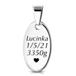 Personalizovaný ocelový přívěšek oválek s rytinou 