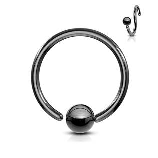 Piercing - kruh černý, kulička 2 mm