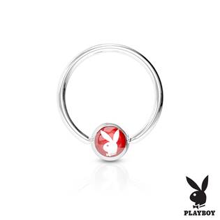Piercing - kruh Playboy - červený,  1,2 x 10 mm