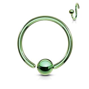 Piercing - kruh zelený rozměr 0,8 x 8 mm, kulička 3 mm