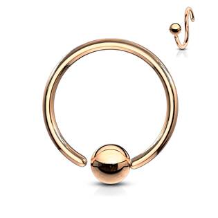 Piercing - kruh zlacený, kulička 3 mm