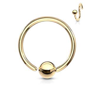 Piercing - kruh zlacený, kulička 3 mm