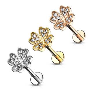 Piercing do brady - labreta čtyřlístek 1,2 x 8 mm