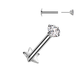 Piercing do brady - PUSH IN labreta TITAN, 1,2 x 6 mm