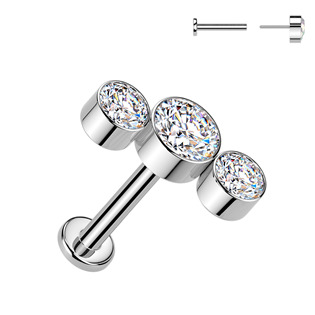 Piercing do brady - PUSH IN labreta TITAN, barva: čirá