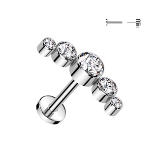 Piercing do brady - PUSH IN labreta TITAN se Swarovski krystaly