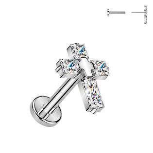 Piercing do brady křížek - PUSH IN labreta TITAN