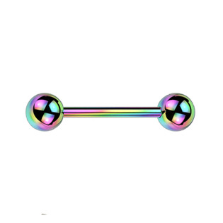 Piercing do jazyka - duhový, 1,6 x 14 mm